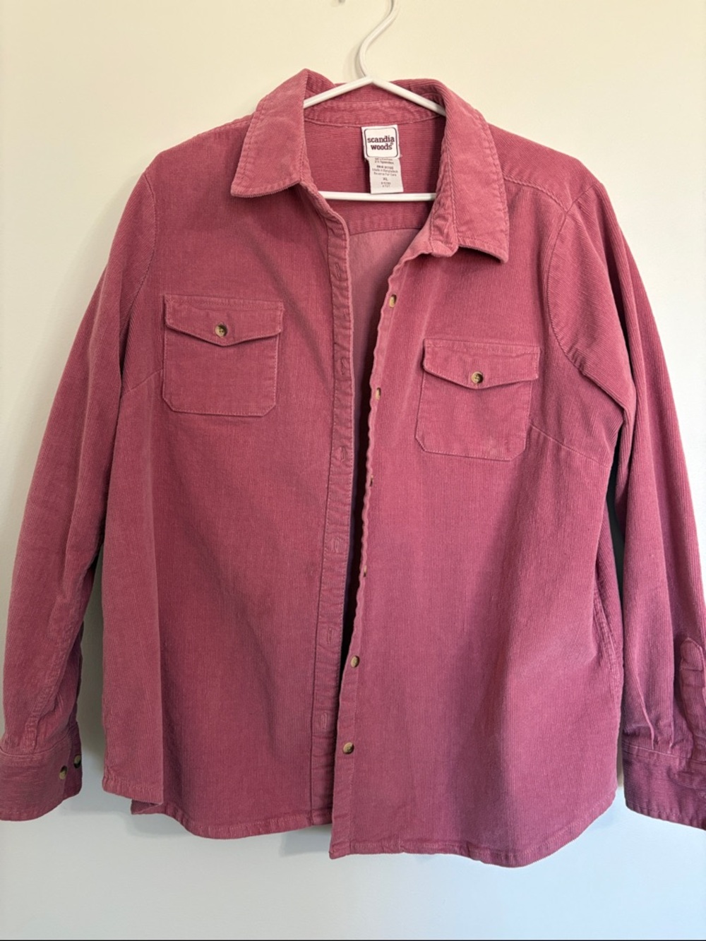 Scandia Woods Women's Button-Down Corduroy Shirt - Rose Pink Size XL